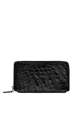 Men's black alligator leather clutch