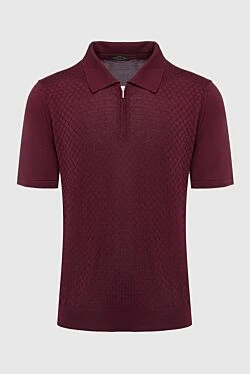 Silk polo burgundy for men