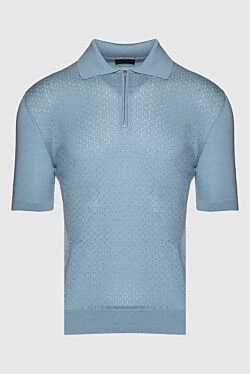 Blue silk polo for men