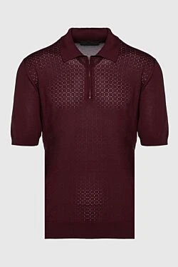 Silk polo burgundy for men