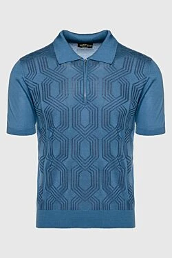 Silk polo blue for men