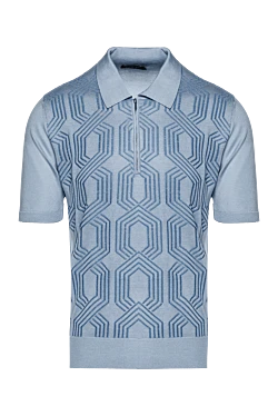 Blue silk polo for men