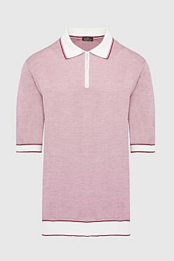 Cotton and silk polo shirt pink for men