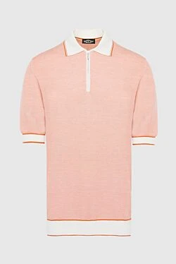 Cotton and silk polo shirt pink for men