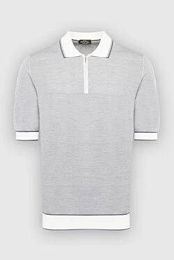 Cotton and silk polo gray for men