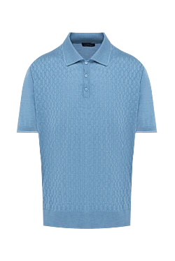 Blue silk polo for men