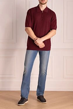 Silk polo burgundy for men