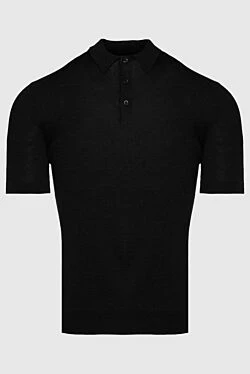 Black silk polo for men