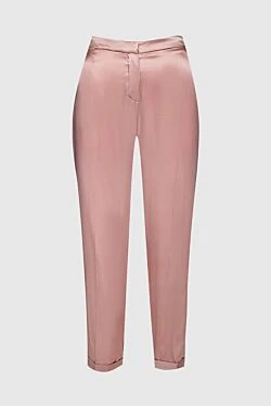 Pink silk trousers for women