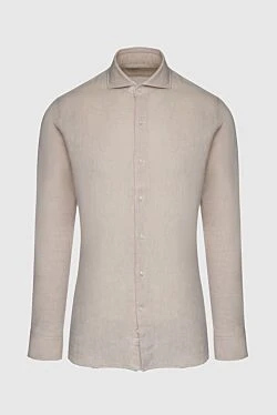 Men's beige linen and cotton shirt