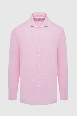 Pink linen and cotton shirt for men