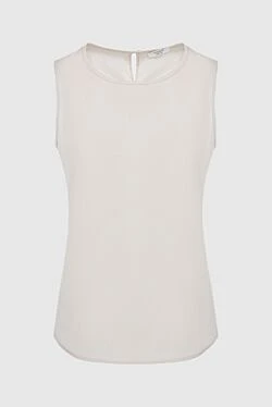 Women's white silk and elastane top