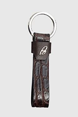 Brown alligator keychain for men