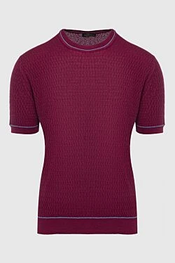 Silk short sleeve jumper burgundy for men