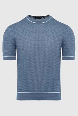 Blue short sleeve silk jumper for men