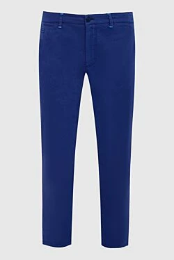 Blue cotton and silk trousers for men