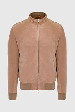 Nubuck leather jacket beige for men