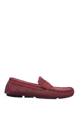 Men's moccasins made of nubuck burgundy