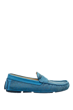 Moccasins for men made of nubuck blue