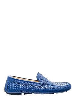 Moccasins for men made of blue leather