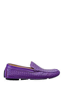 Violet men's leather moccasins