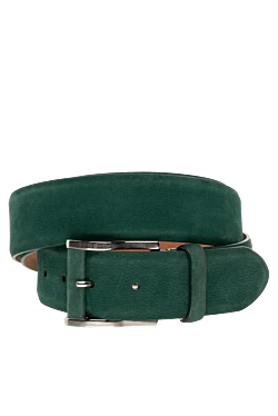 Green leather belt for men