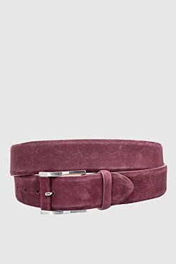 Leather belt burgundy for men