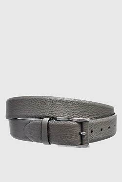 Gray leather belt for men