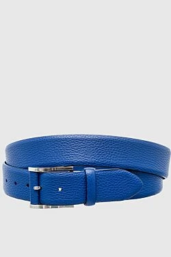 Leather belt blue for men