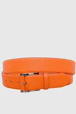 Orange leather belt for men