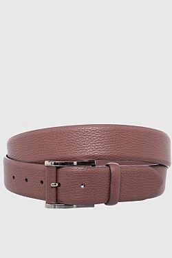 Brown leather belt for men