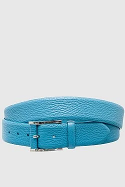 Blue leather belt for men