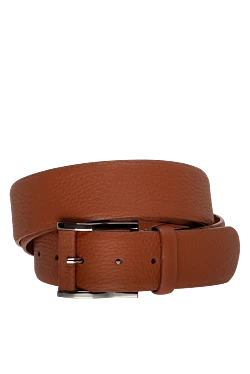 Orange leather belt for men