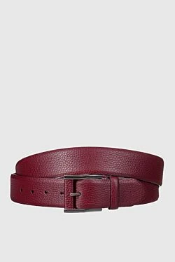 Red leather belt for men