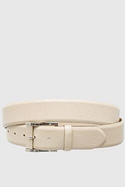 Beige leather belt for men