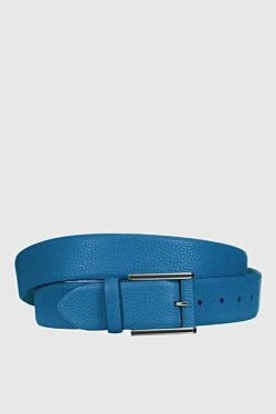 Blue leather belt for men