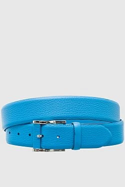 Blue leather belt for men