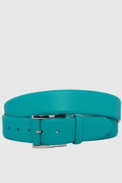 Green leather belt for men