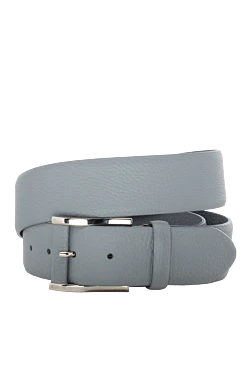 Gray leather belt for men