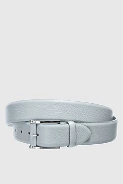 Gray leather belt for men