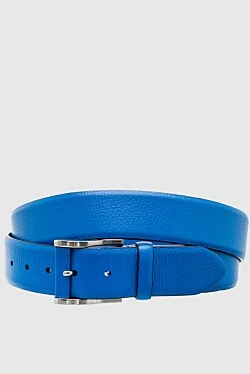 Leather belt blue for men