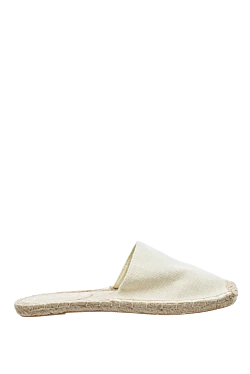 White canvas mules for women