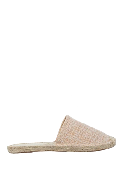 Beige canvas mules for women