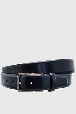 Leather belt blue for men