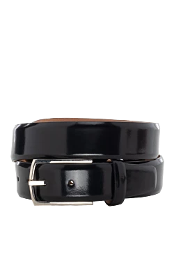 Black leather belt for men