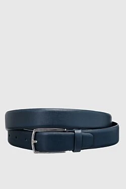 Leather belt blue for men