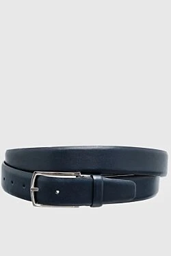 Leather belt blue for men