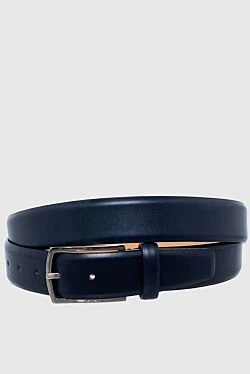 Leather belt blue for men