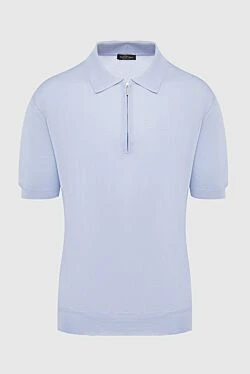 Blue silk polo for men