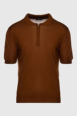 Silk polo brown for men